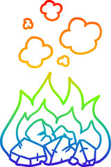 rainbow gradient line drawing cartoon hot coals