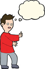 cartoon shocked man with thought bubble
