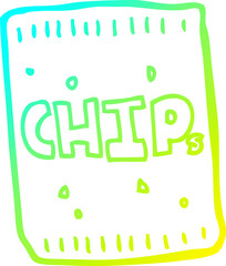 cold gradient line drawing cartoon packet of chips