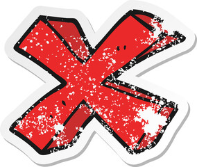 retro distressed sticker of a cartoon negative x symbol