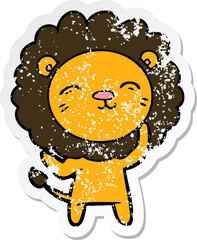 distressed sticker of a cartoon lion