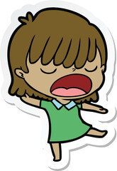 sticker of a cartoon woman talking loudly