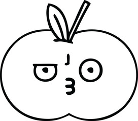 line drawing cartoon juicy apple