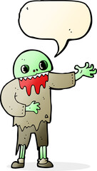 cartoon spooky zombie with speech bubble