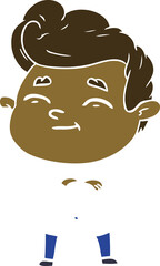 happy flat color style cartoon man