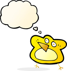 funny cartoon robin with thought bubble