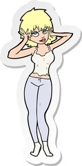 sticker of a cartoon pretty woman