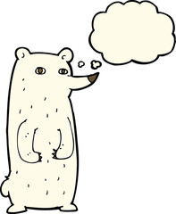 funny cartoon polar bear with thought bubble