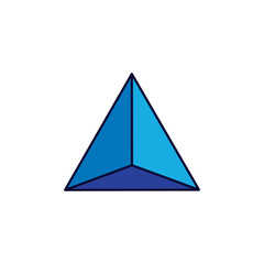 Vector illustration of pyramid with triangular base in shades of blue for studying geometry, mathematics.