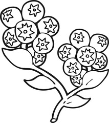 black and white cartoon blueberries