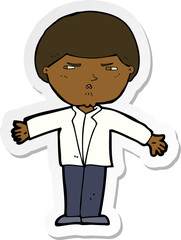 sticker of a cartoon annoyed man