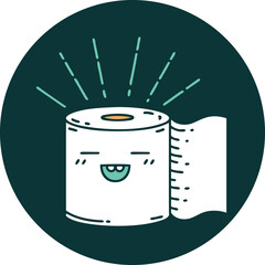icon of tattoo style toilet paper character