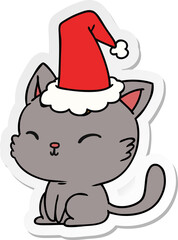 christmas sticker cartoon of kawaii cat