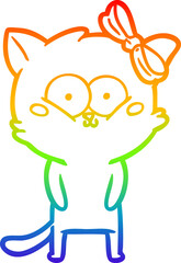 Obraz premium rainbow gradient line drawing cartoon cat