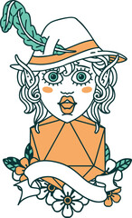 elf bard character with natural twenty illustration