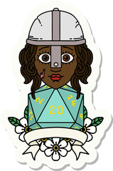 human fighter with natural 20 D20 roll sticker