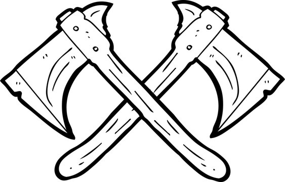 black and white cartoon crossed axes