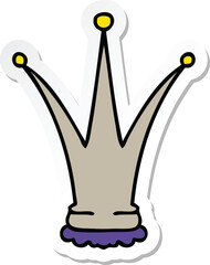 sticker of a quirky hand drawn cartoon gold crown