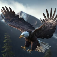 Zelfklevend Fotobehang bald eagle in flight © Richard