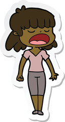sticker of a cartoon woman talking loudly