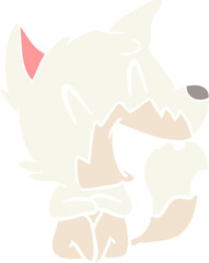 laughing fox flat color style cartoon