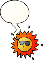 cartoon sun and speech bubble in smooth gradient style