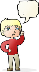 cartoon boy with question with speech bubble