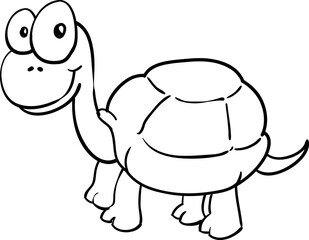 Vector illustration of a cartoon turtle  for coloring book