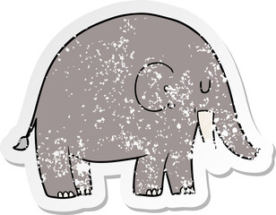 distressed sticker of a cartoon elephant