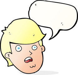 cartoon man with big chin with speech bubble