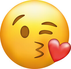 Kiss emoji. Love emoticon with lips blowing a kiss.