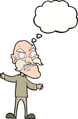 cartoon angry old man with thought bubble