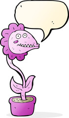 Obraz na płótnie Canvas cartoon monster plant with speech bubble