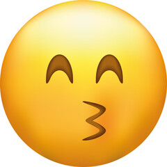 Kissing emoji with closed eyes. Kiss emoticon with happy blushing face.