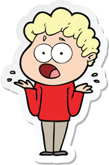 Fototapeta premium sticker of a cartoon man gasping in surprise