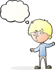 cartoon curious man with thought bubble