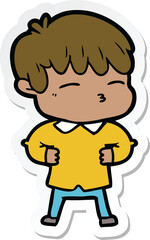 Obraz premium sticker of a cartoon curious boy