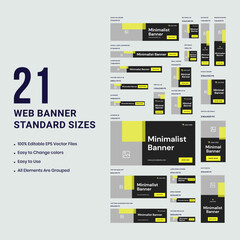 Set of minimal web banner template design for social media posts, vector eps 10 file format