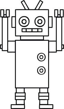 recommend clip art: line drawing cartoon dancing robot