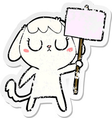 distressed sticker of a cute cartoon dog