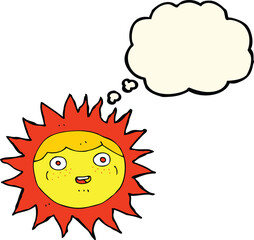 sun cartoon character with thought bubble