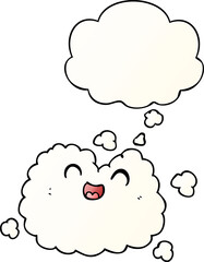 cartoon happy smoke cloud and thought bubble in smooth gradient style