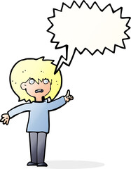 cartoon woman asking question with speech bubble