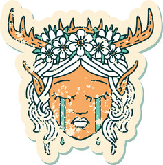 crying elf druid character face illustration