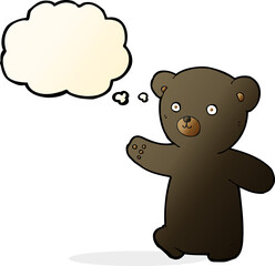 cartoon black bear cub with thought bubble