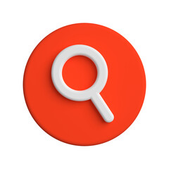 3D Icon of Red and White Search Button