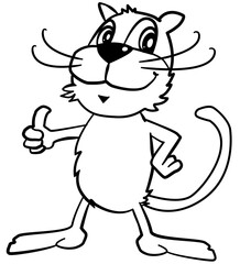 Coloring Page Outline Of cartoon fluffy cat. Coloring book for kids