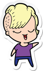 sticker of a happy cartoon girl