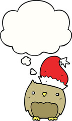 cute christmas owl and thought bubble