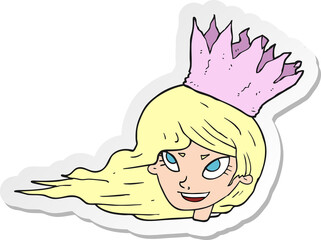 sticker of a cartoon woman with blowing hair